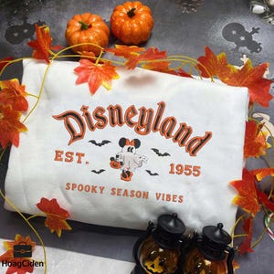 Mouse Cartoon Matching Halloween Sweatshirt, Couple Mouse Cartoon Ghost Embroidered Shirt, Magical Land Halloween Sweatshirt