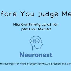 Bevor du mich beurteilst Karten für Gleichaltrige & Lehrer im Klassenzimmer | Neuro-Affirming Printable für ND Studentenvertretung