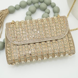 Glitter Clutch – Sparkly Party Purse | Statement Crystal Beaded Clutch – Bridal, Evening & Party Purse | Handmade Embellished Bag