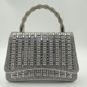Luxury Top Handle Clutch| Glitter Clutch| Statement Crystal Beaded Clutch – Bridal, Evening & Party Purse | Handmade Embellished Bag|
