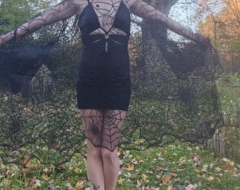 spider web lace dress Women's Halloween Party Lolita Mini Dress Lace Spider Web Gothic Dresses Costume