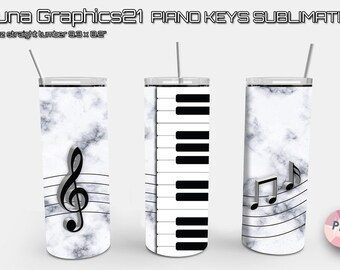 Piano Keys 20oz Skinny Tumbler Design PNG | Gifts for Music Lovers | Digital Download | Do It Yourself