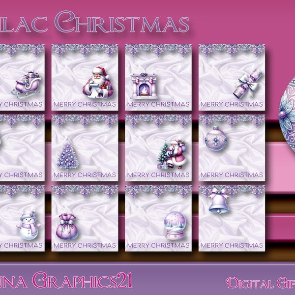 Printable Square Lilac Christmas DIGITAL DOWNLOAD #502 | svg | png | pdf | jpeg Gift Tags | Cards | Junk Journals | Cards | Planners