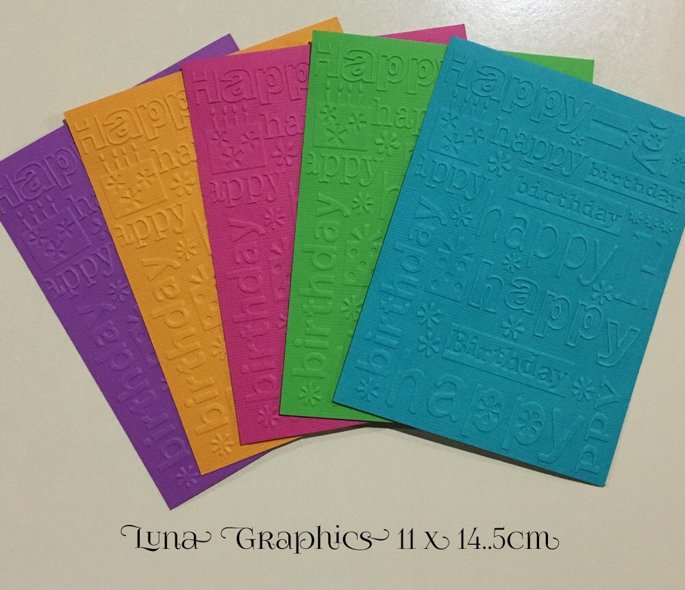 EMBOSSED CARDSTOCK 41/4 x 51/2 inches 5 pack Happy Birthday 2 Etsy