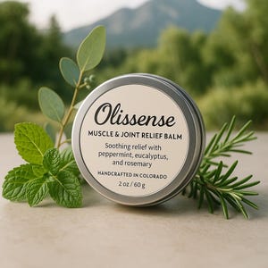 Pain Relief Balm – Natural Herbal Salve for Muscle & Joint Pain – Peppermint Eucalyptus Rosemary – Handmade by Olissense