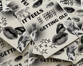 Lorde “Ribs” Digital Poster – Grunge Lyric Collage | Black and White Indie Wall Art | “It Feels So Scary Getting Old” Printable