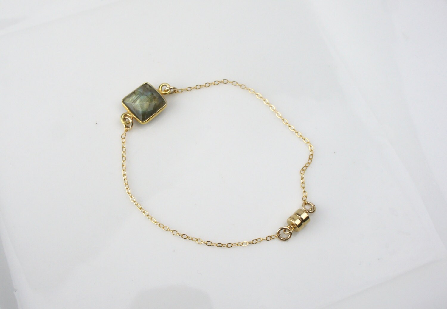 Handmade Gold Labradorite Bracelet With Square Etsy