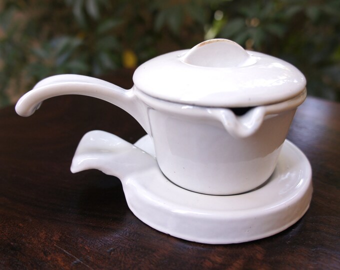 Vintage Cast Iron White Butter Warmer With Lid and Dish Etsy