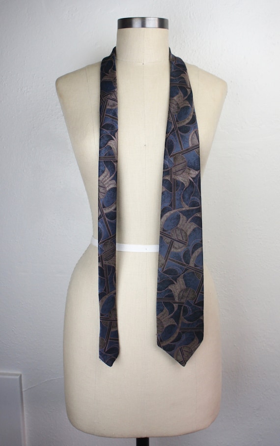 Vintage Oscar De La Renta Long Necktie, Navy Blue… - image 2