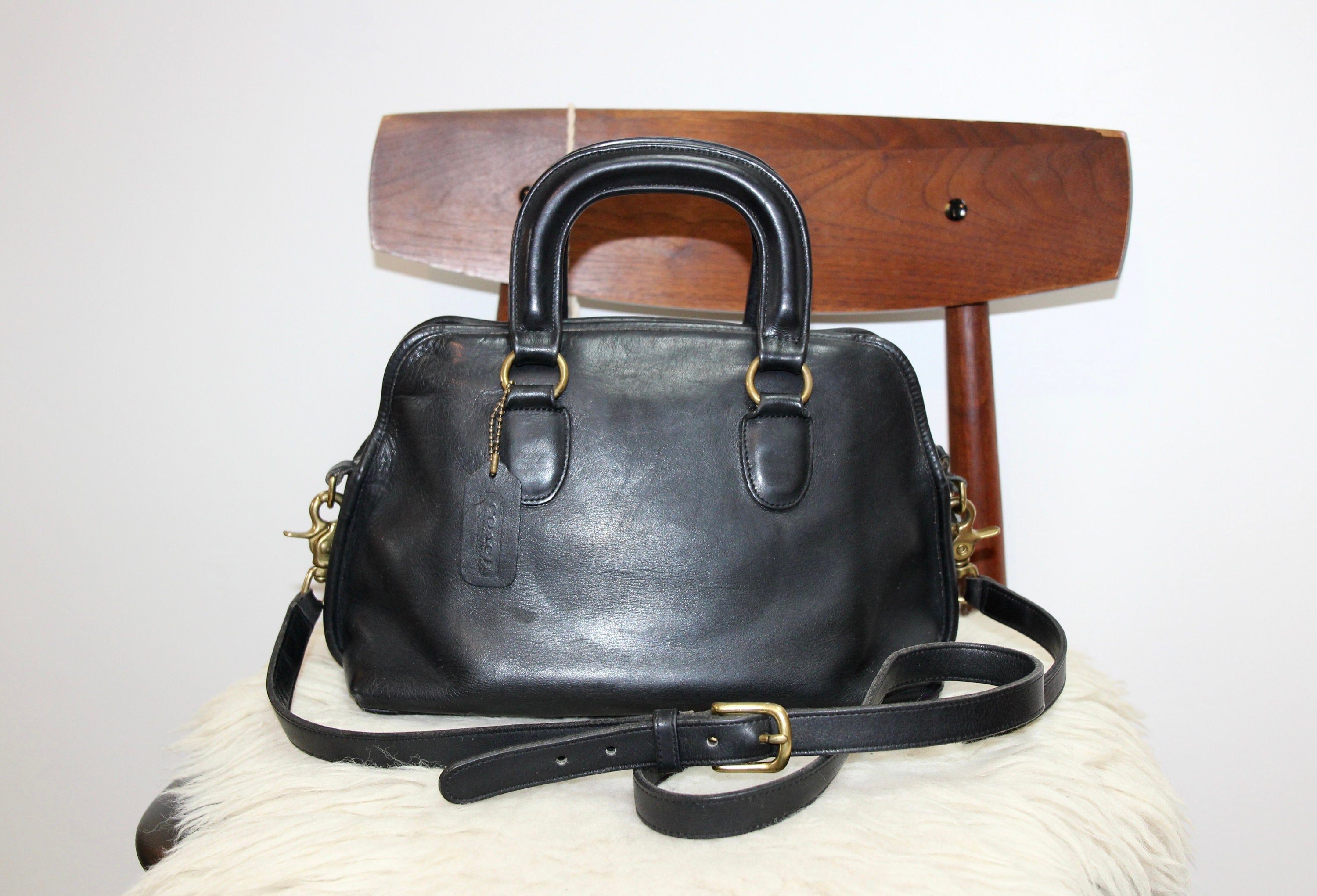 Metrocity Braccialini METRO CITY Black Studded Leather Speedy 