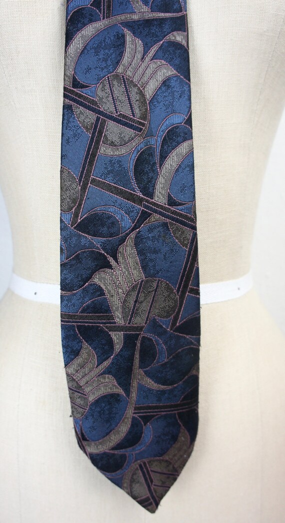 Vintage Oscar De La Renta Long Necktie, Navy Blue… - image 5