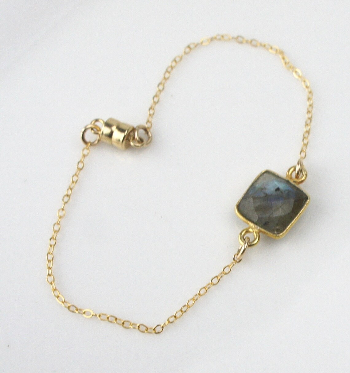 Handmade Gold Labradorite Bracelet With Square Etsy