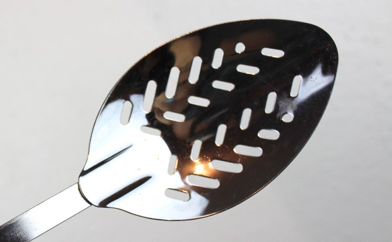 Vintage Black Handled Large Serving Spoon Steel and Plastic Cooking Utensil 310096