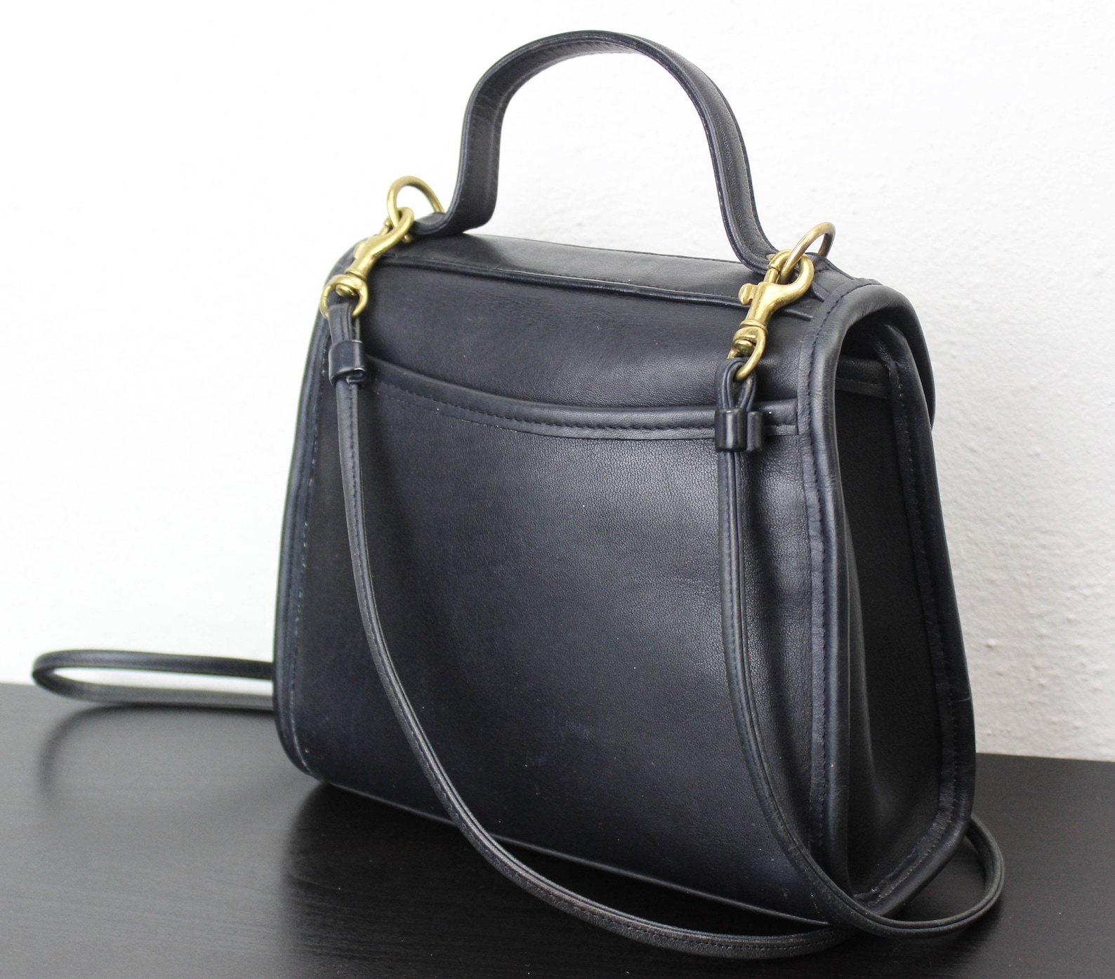 Vintage Coach Regina Bag Black Leather Small Top Handle Etsy