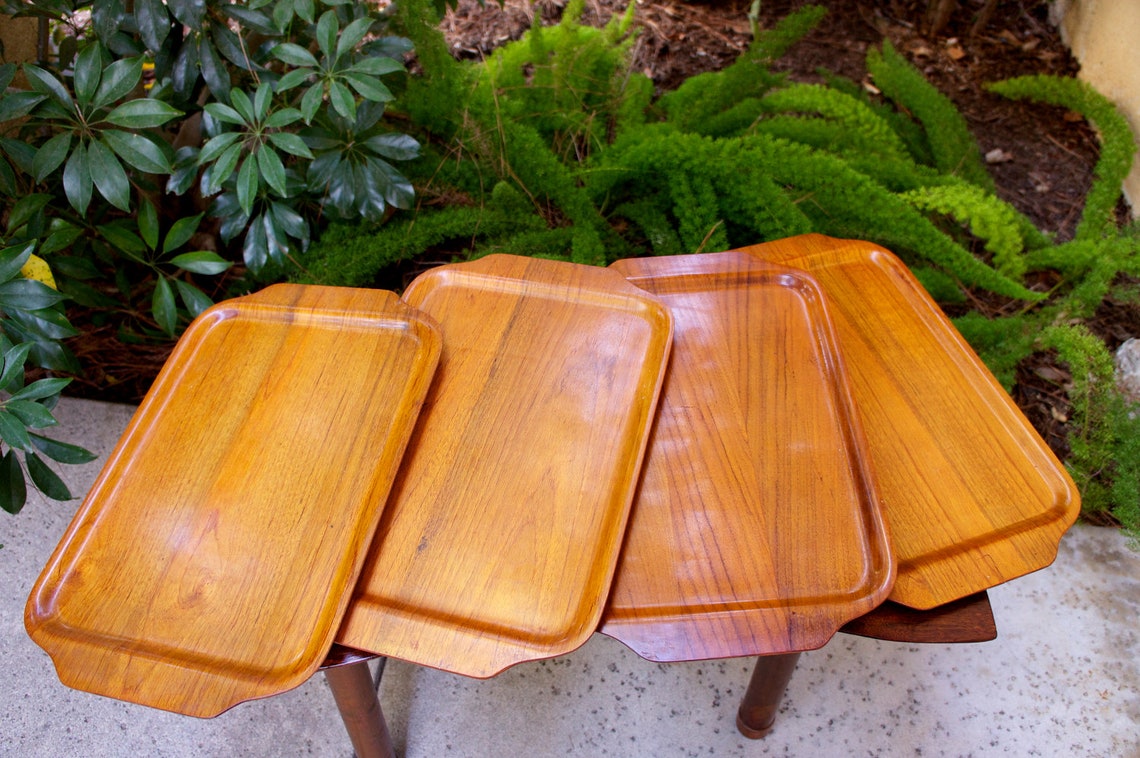 Set of Four Serving Trays 1950s TV Dinner Trays Organizers Etsy