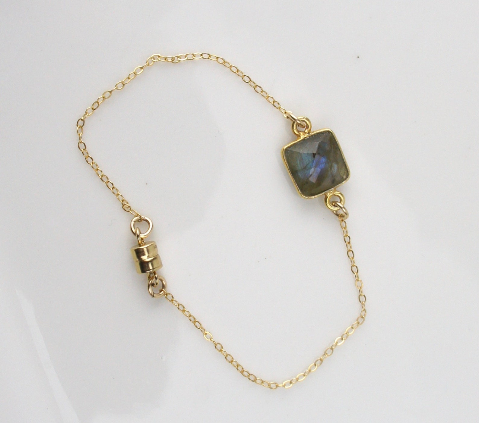 Handmade Gold Labradorite Bracelet With Square Etsy