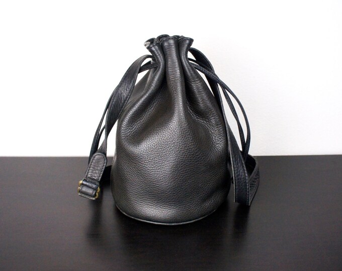Vintage Coach Sonoma Drawstring Bucket Bag, Black Pebbled Leather