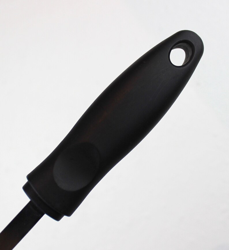 Vintage Black Handled Large Serving Spoon Steel and Plastic Cooking Utensil 310096