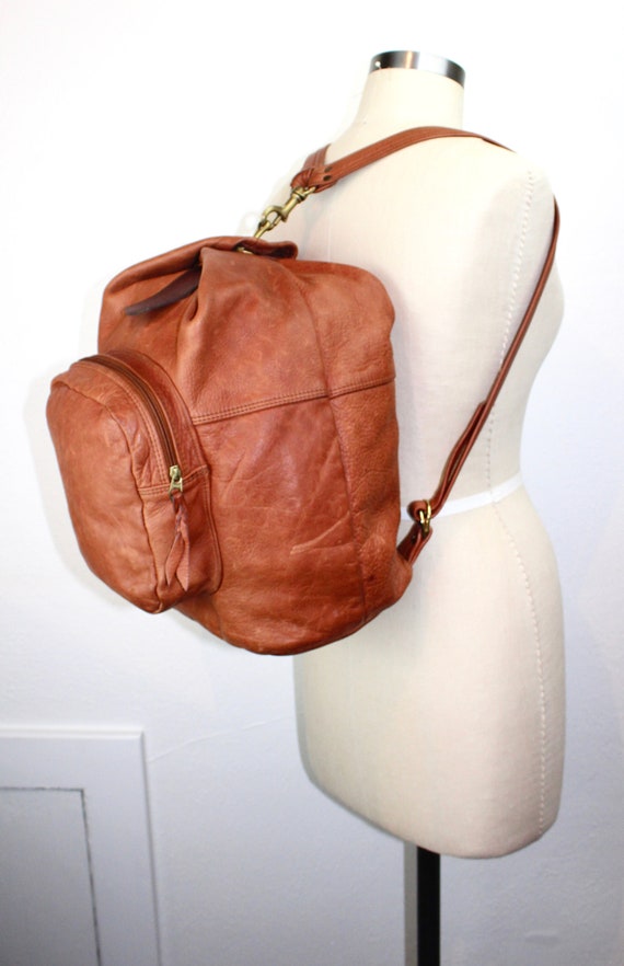 Unique Vintage Leather Duffel Backpack, Handmade B