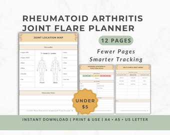Reumatoïde artritis Joint & Flare Planner | Pijn, stijfheid, medicijnen, injecties, hersteltracker (afdrukbaar/geschikt voor tablets)