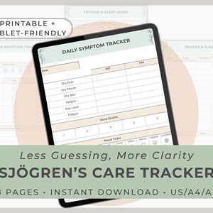 Sjogren’s Care Tracker | Dryness, Fatigue, Hydration & Symptom Notes (Printable / Tablet-Friendly)
