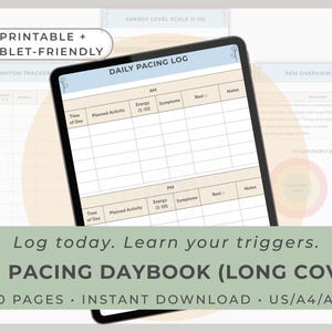 PEM Pacing Daybook Long COVID | Energy Envelope Tracking + Crash Prevention & Recovery Notes (Printable / Tablet-Friendly)