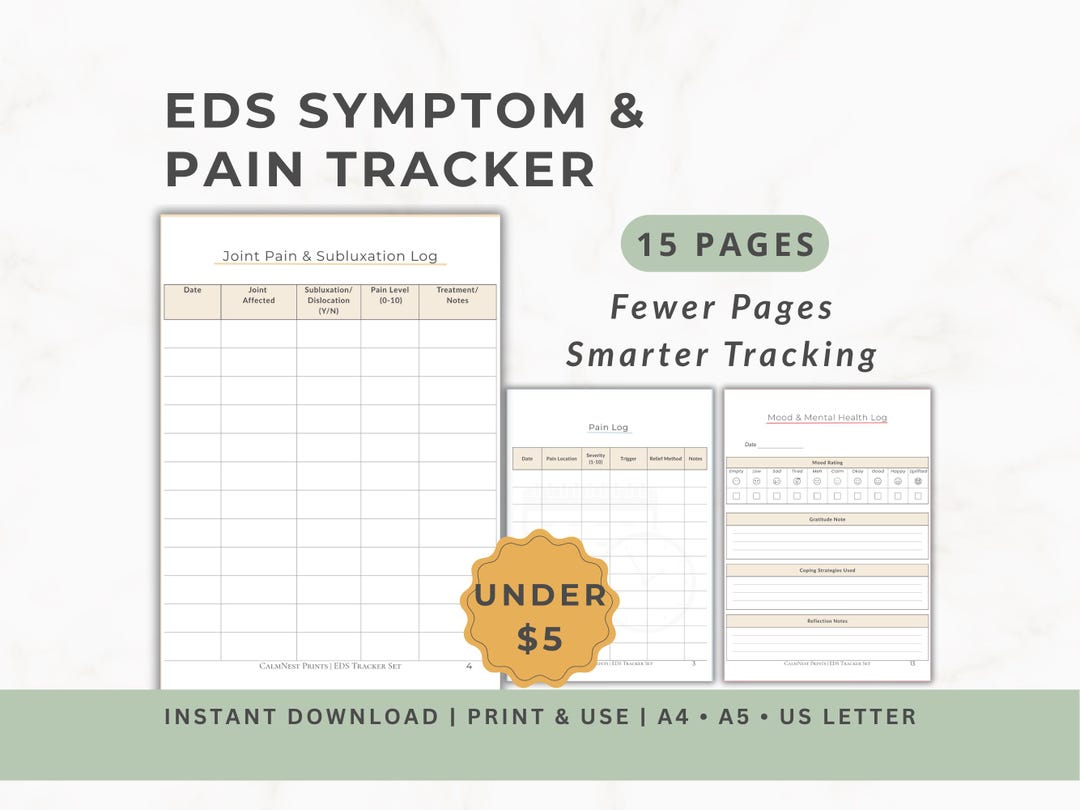 EDS Symptom & Pain Tracker | Joint Instability, Fatigue, Meds, Flare ...