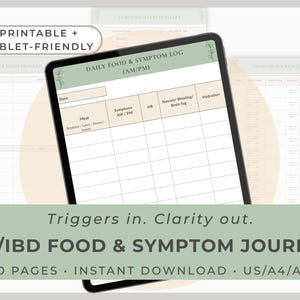 IBS/IBD Food & Symptom Journal | Meal, Reaction Log, Triggers, GI Symptoms (Printable / Tablet-Friendly)