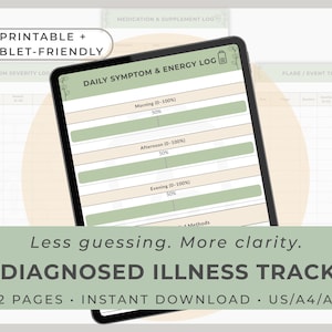 Niet-gediagnosticeerde ziektetracker | Symptoompatroonlogboek, triggertracking en doktersbriefjes (afdrukbaar/geschikt voor tablets)