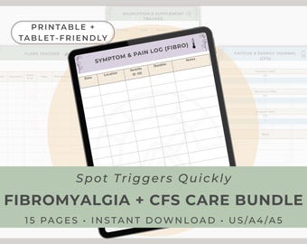 Fibromyalgia + CFS Care Bundle | Pain, Fatigue, PEM, Sleep & Flare Recovery Planner (Printable / Tablet-Friendly)