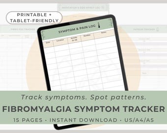 Fibromyalgia Symptom Tracker | Daily Pain, Fatigue, Sleep Quality & Flare Notes (Printable / Tablet-Friendly)