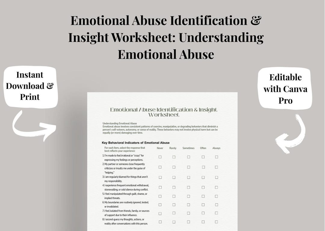 Emotional Abuse Identification & Insight Worksheet - Etsy