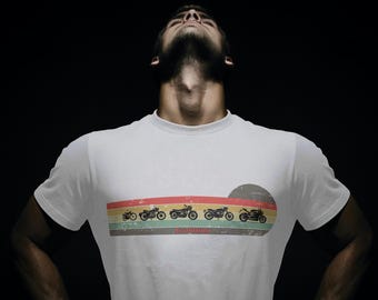 Camiseta unisex teñida con la evolución de las motocicletas vintage, camiseta de motociclista, regalo para amantes de las motocicletas, camiseta retro de moto, ropa de moto