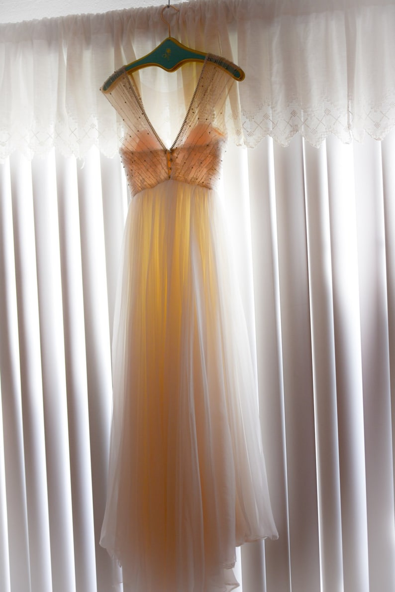 Sweetheart Deep V Crystal Rhinestone Beaded Gathered Silk Gauze Skirt with Tulle Bow Belt image 4
