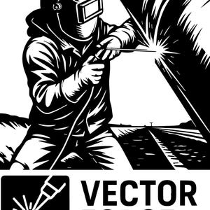 Pipeline Welder Vector Cut file (.DXF, .PNG, .Ai for CNC cutting, Plotting, Plasma)