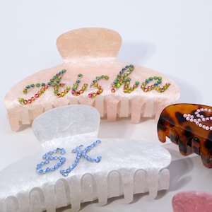 Personalized Rhinestone Name Hair Claw Clips,Personalized Claw Clips,Bridesmaid grabbing clip,name Hair clips,Hair Claw,Princess&#39;s gift