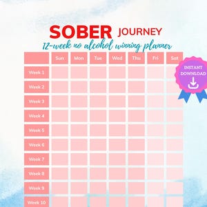 Printable 12-Week Sober Journey Planner