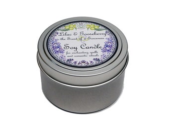 Lilac & Gooseberry Scented Soy Candle: Yennefer's Scent - 6 oz Tin