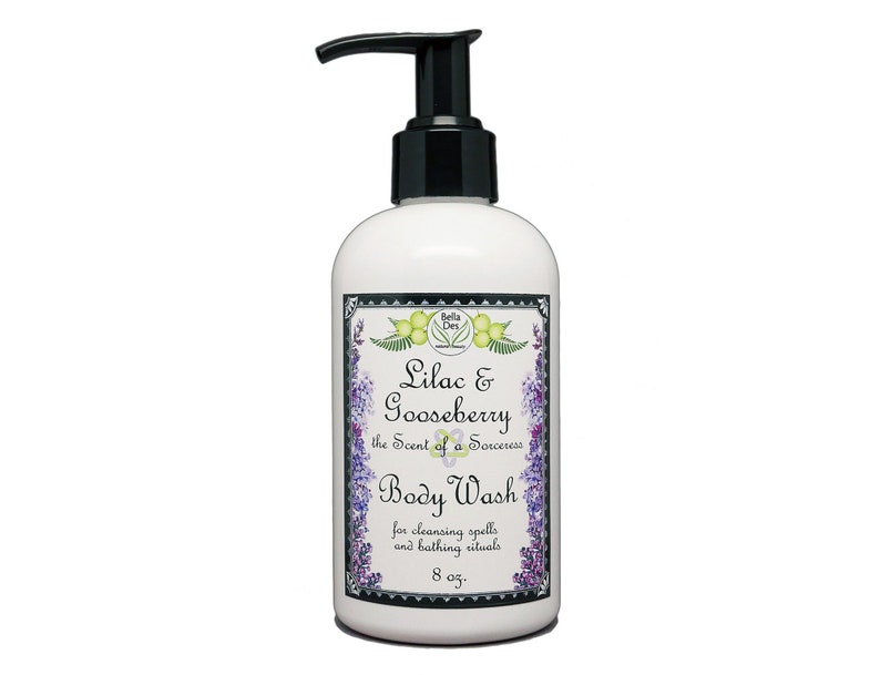 Lavado corporal perfumado de lila y grosella espinosa / Gel de baño y ducha / 8 onzas / Yennefer Aroma de hechicera imagen 1