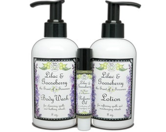 Flieder & Stachelbeere Parfüm, Lotion, Body Wash Set: Yennefer's Scent - Full Size Produkte
