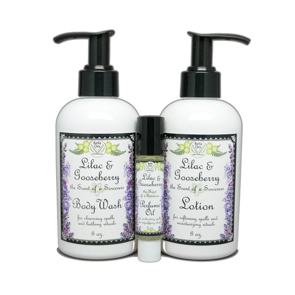 Lilac & Gooseberry Perfume, Lotion and Body Wash Set | Full Size Products - Save 15% | Yennefer Scent of a Sorceress | Bella Des