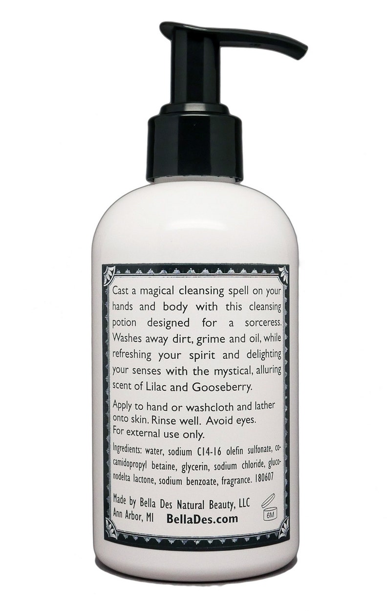 Lavado corporal perfumado de lila y grosella espinosa / Gel de baño y ducha / 8 onzas / Yennefer Aroma de hechicera imagen 4