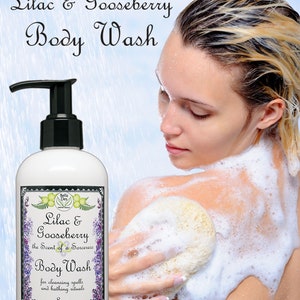 Lavado corporal perfumado de lila y grosella espinosa / Gel de baño y ducha / 8 onzas / Yennefer Aroma de hechicera imagen 3