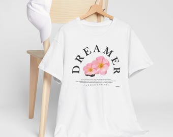 Dreamer Flower-shirt met grafische print, motiverende kleding