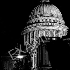 St Paul’s Cathedral Black & White Print – London Night Photo – Moody City Wall Art