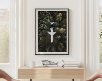 Flugzeug Haus Druck | Luftaufnahme des Waldes | Unique Home Aviator Wandkunst