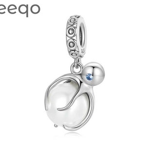 925 Sterling Silver Charms, Fit Pandora Charms, Octopus Shell Ocean Series Pendant Charm, Charms for Pandora Bracelet, Charms for Bracelet