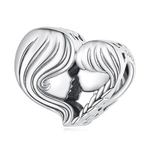 aeeqo 925 Sterling Silver Charms,Fit Pandora Charms,Charms for Pandora Bracelet,Mother & Daughter Love Heart Family Charm,Charm for Bracelet