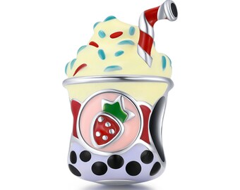 Ice Cream Milk Tea Charm, Charms for Bracelet, Charms for Pandora Bracelet, Fit Pandora Charms, 925 Sterling Silver Charms