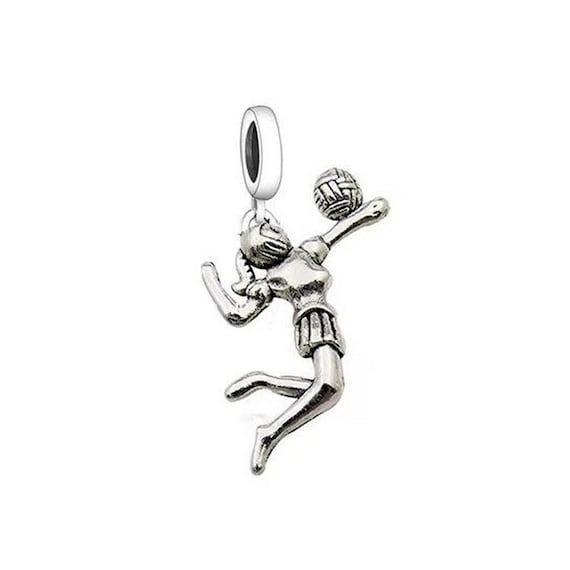 Charms for Pandora Bracelet Fit Pandora Charms Charms for Bracelet 925 Sterling Silver Charms Girl Play With Volleyball Beachball Charm